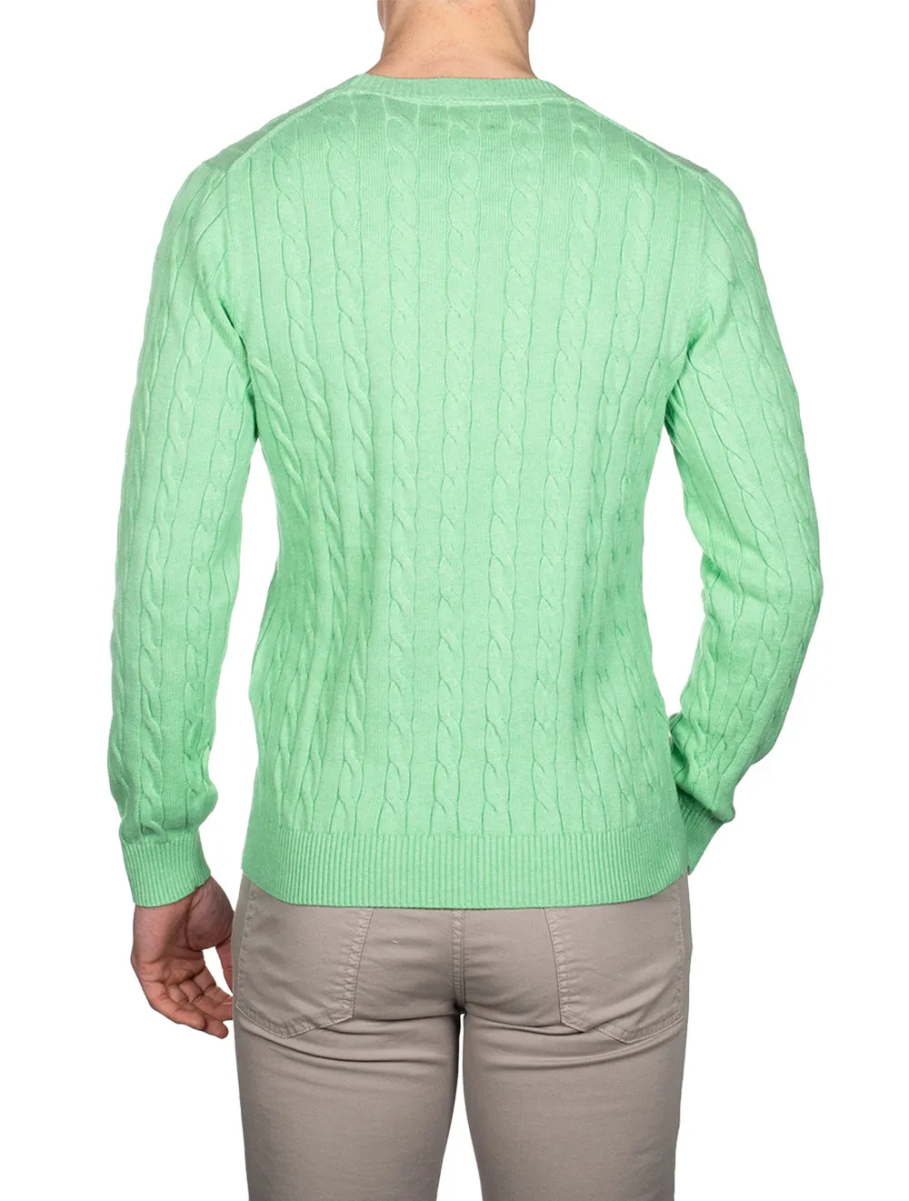 Cotton Cable Crewneck Peppermint Melange