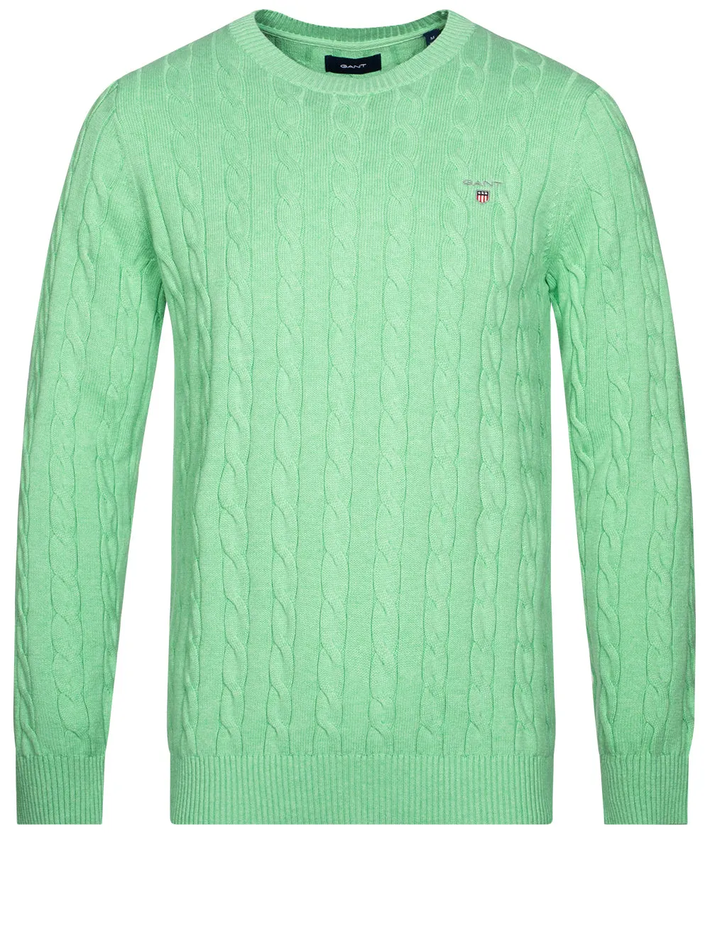 Cotton Cable Crewneck Peppermint Melange