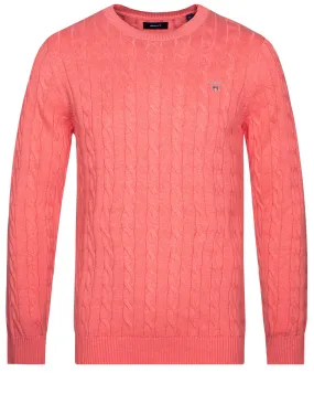 Cotton Cable Crewneck Rapture Rose Melange