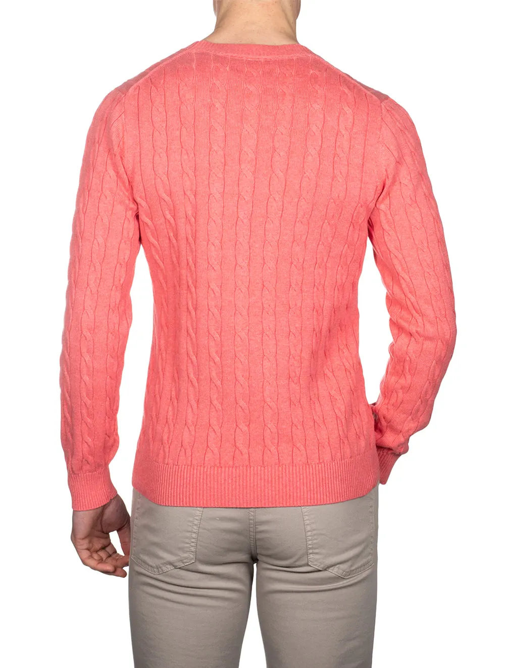 Cotton Cable Crewneck Rapture Rose Melange