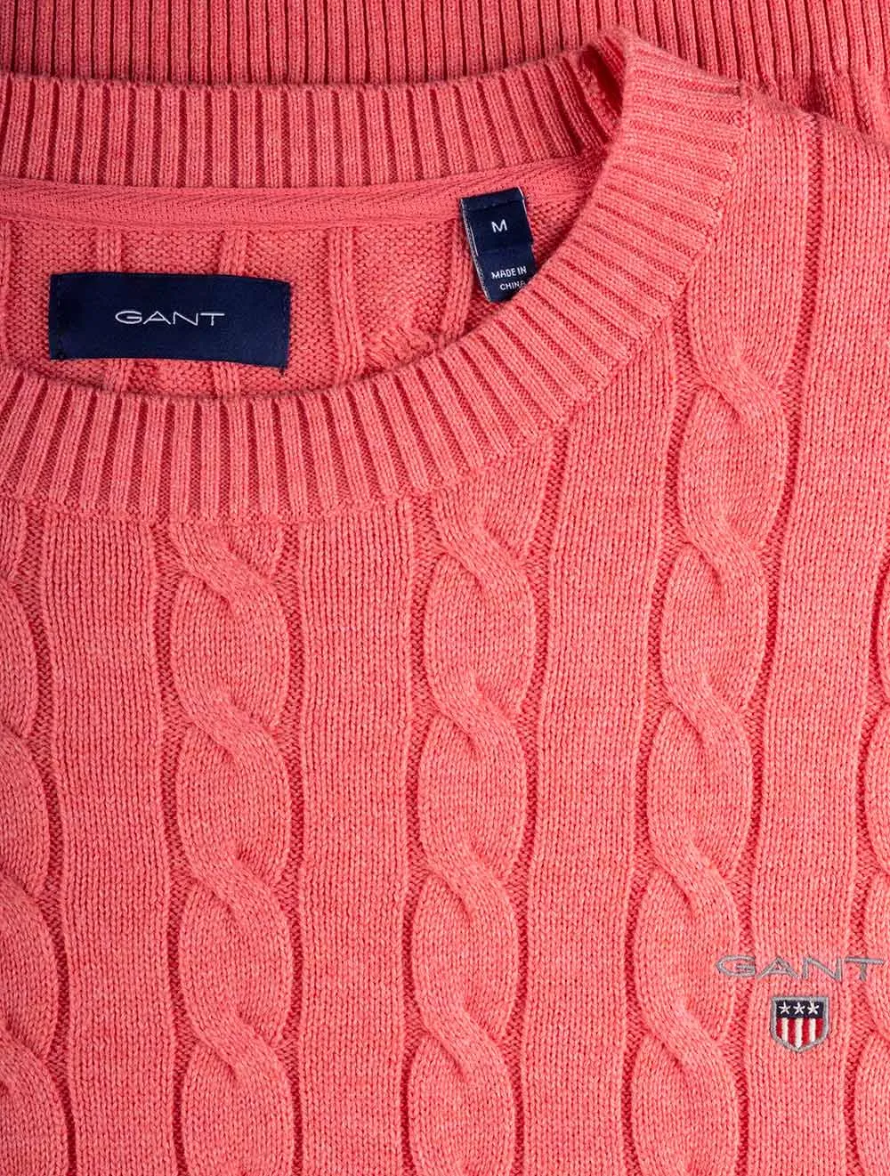 Cotton Cable Crewneck Rapture Rose Melange