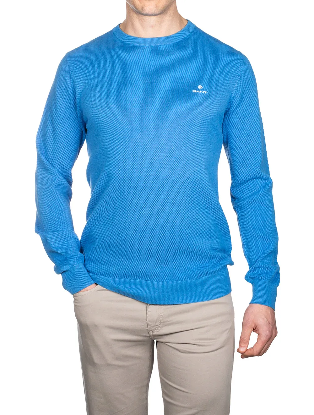 Cotton Pique Crewneck Day Blue