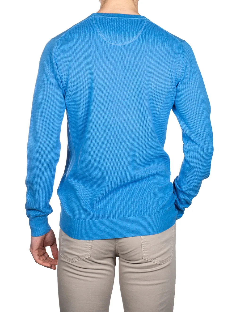 Cotton Pique Crewneck Day Blue