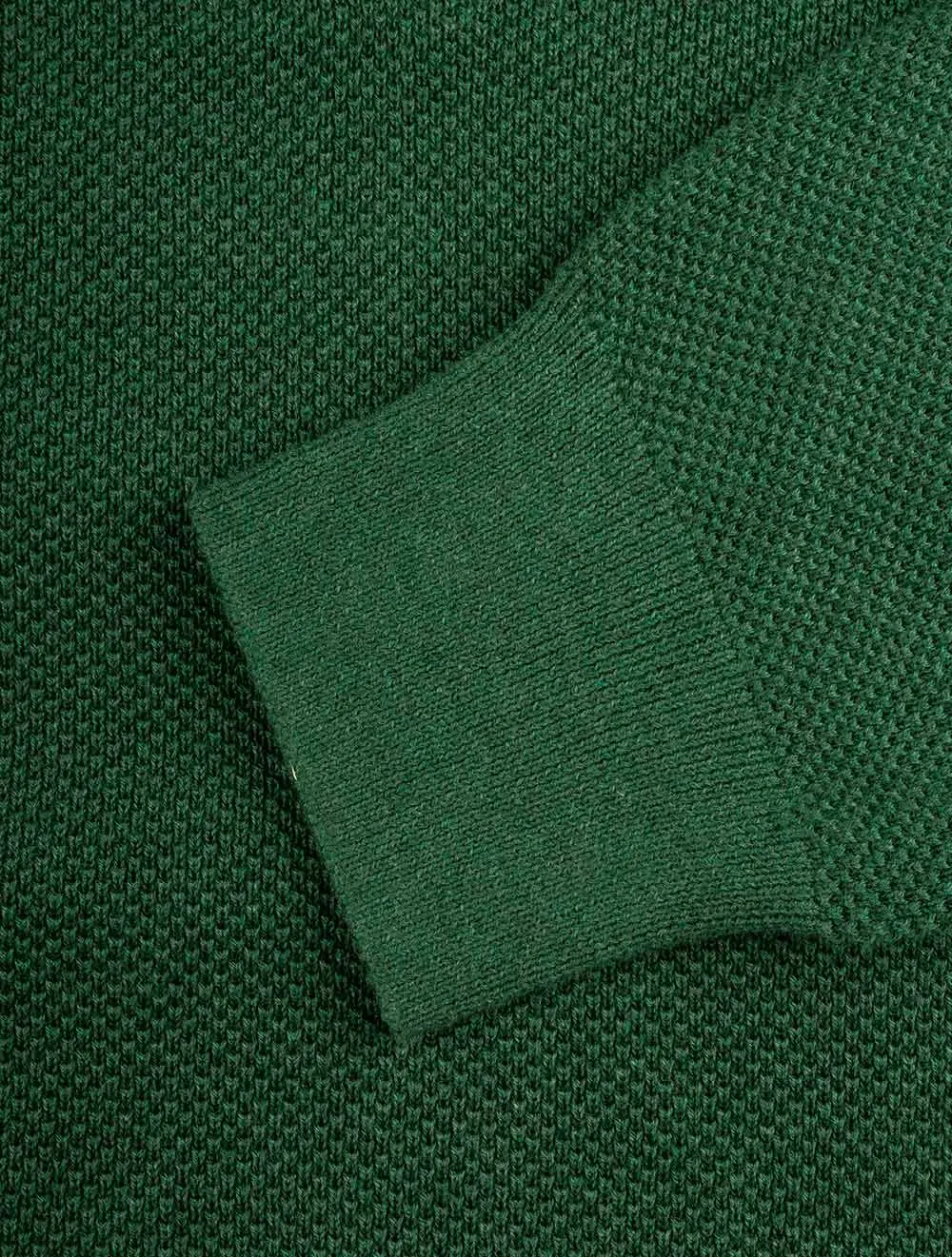 Cotton Pique Half Zip-Forest Green Melange