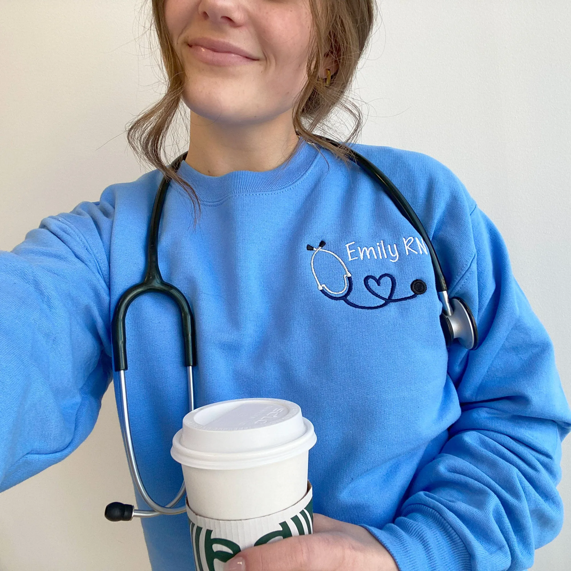 Custom Mini Heart Stethoscope Nurse Gemma Crewneck Sweatshirt