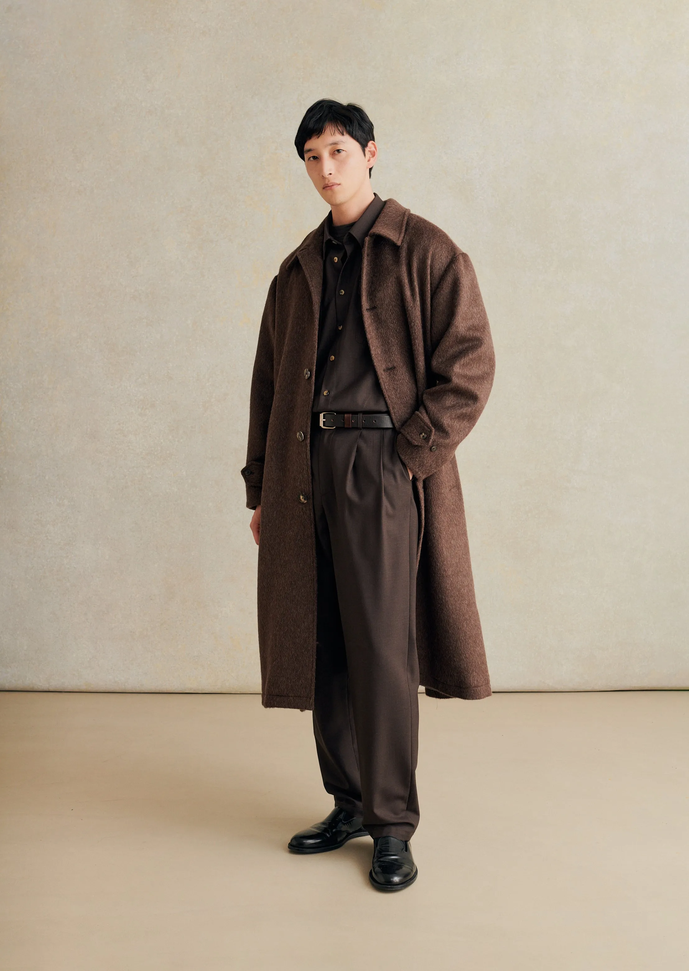 De Bonne Facture Mohair & Wool Overcoat / Bark Brown