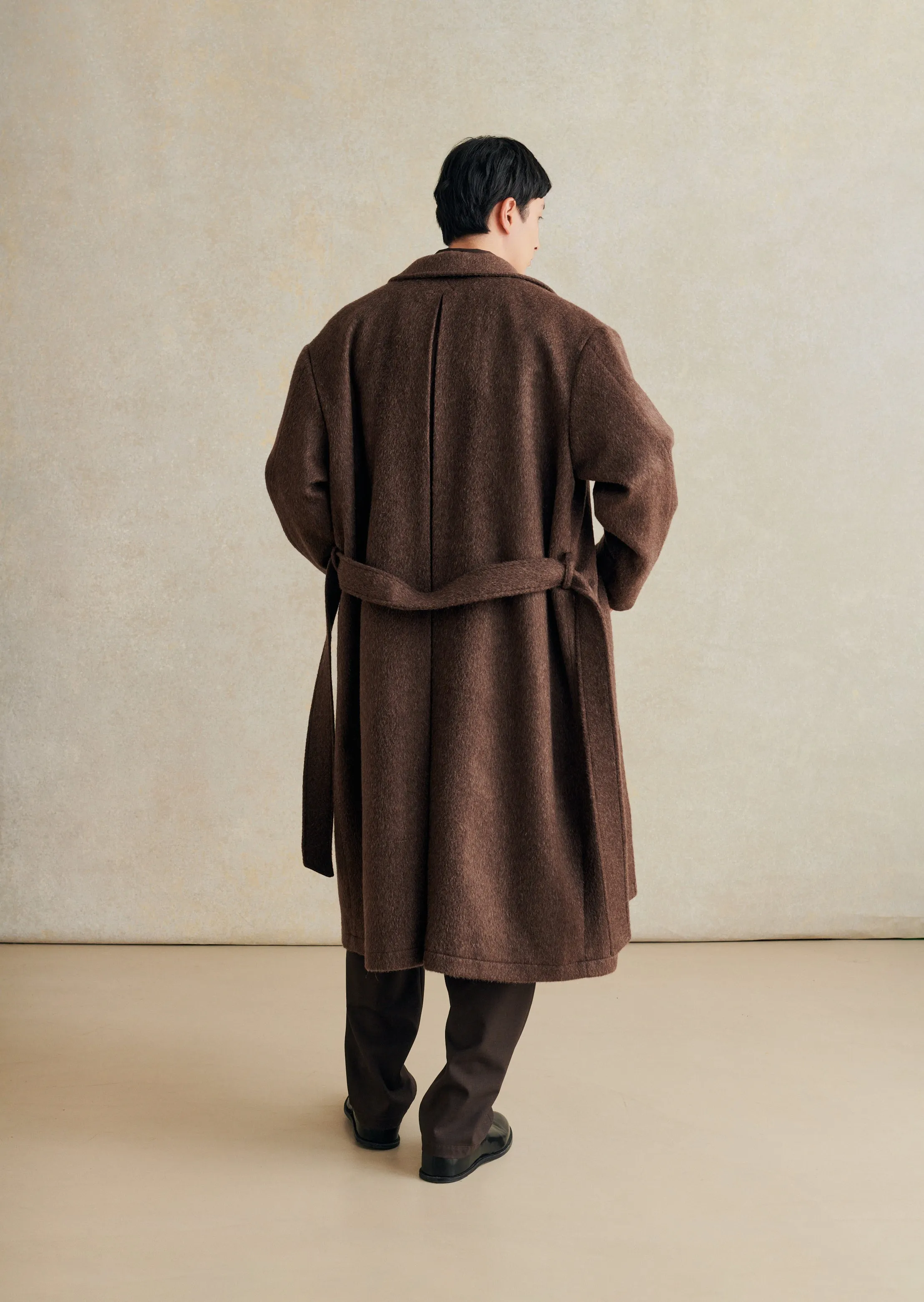 De Bonne Facture Mohair & Wool Overcoat / Bark Brown