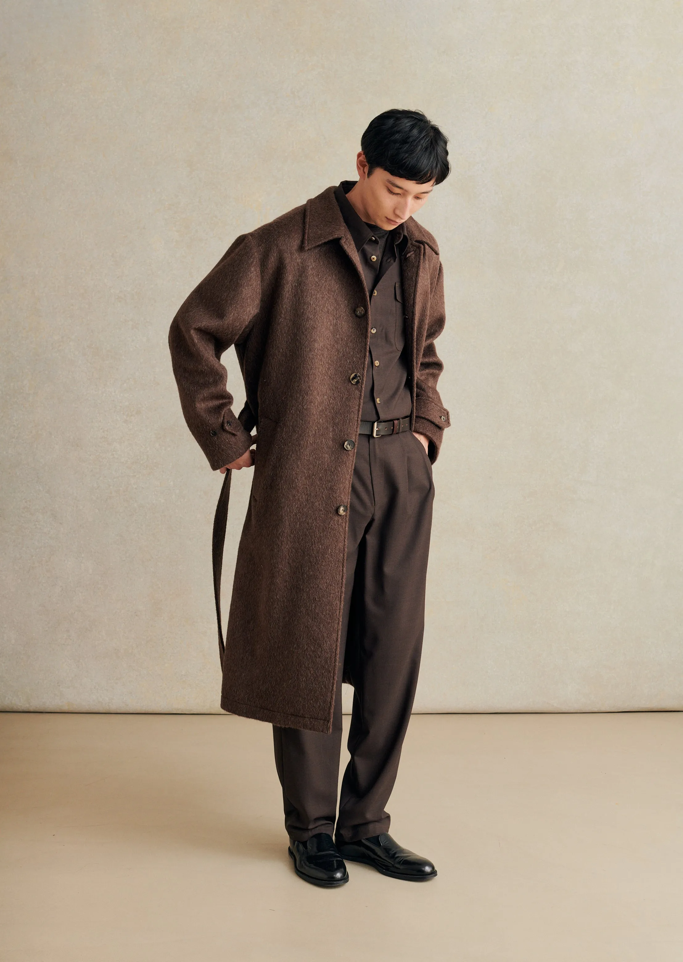 De Bonne Facture Mohair & Wool Overcoat / Bark Brown