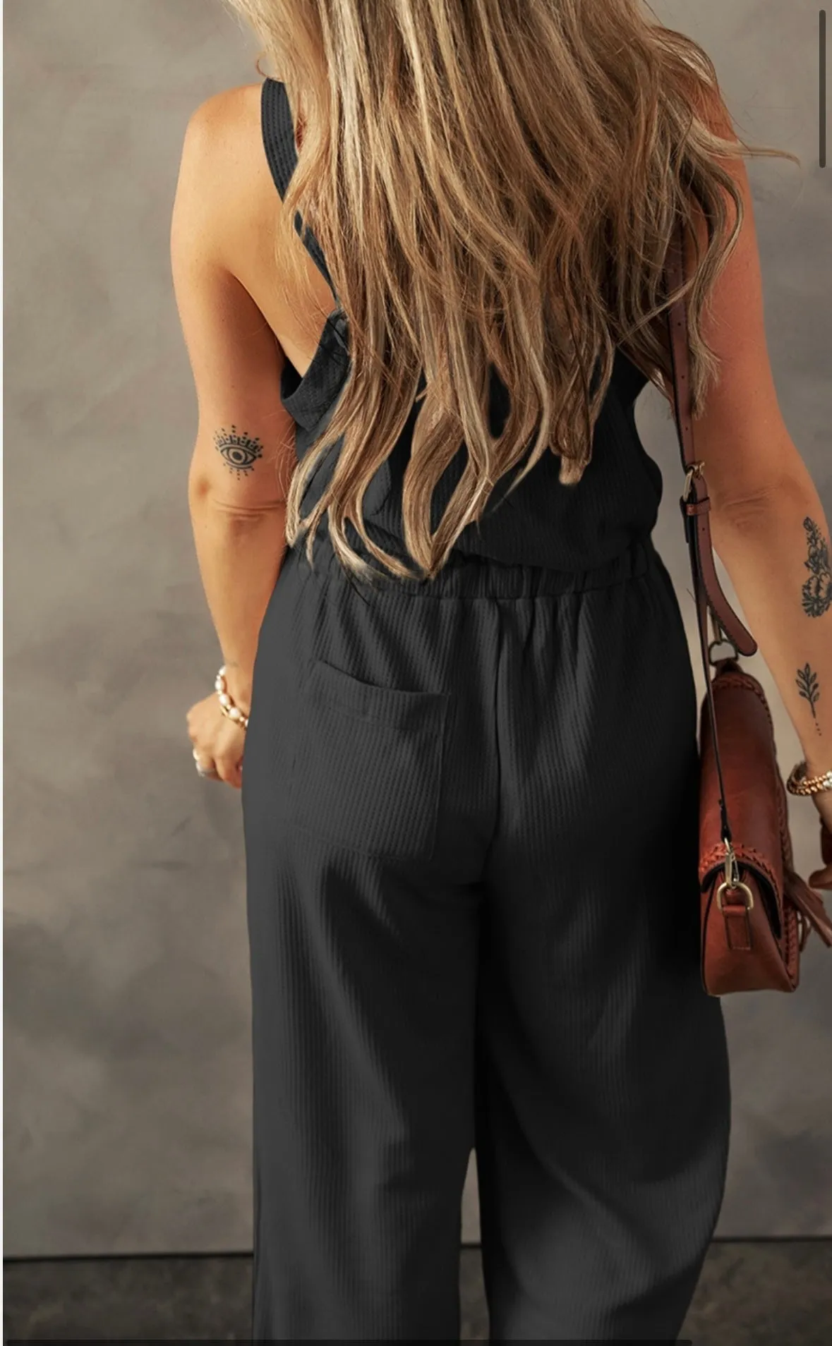 Drawstring wide leg jumpsuit