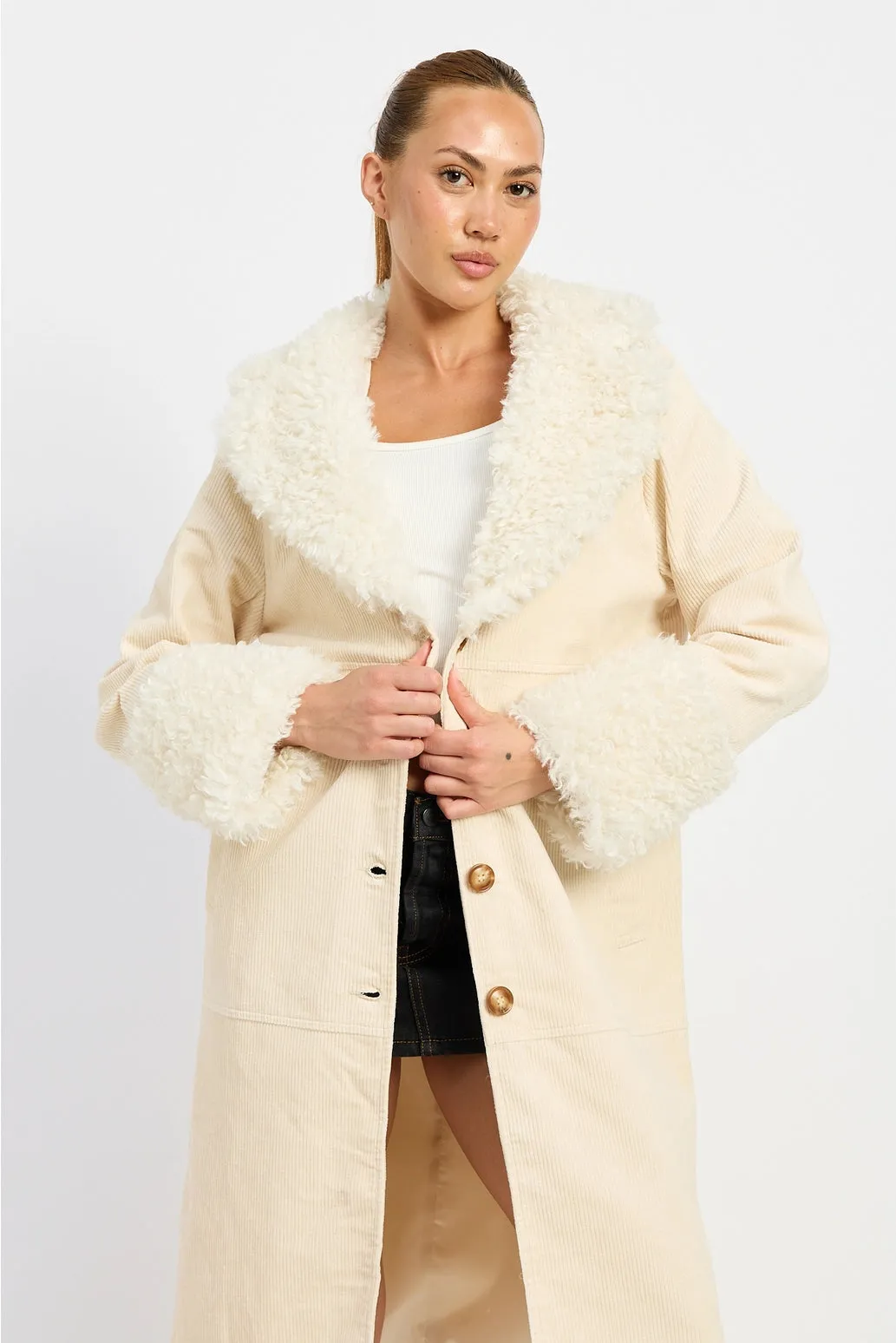 Ellis Fur Midi Trench