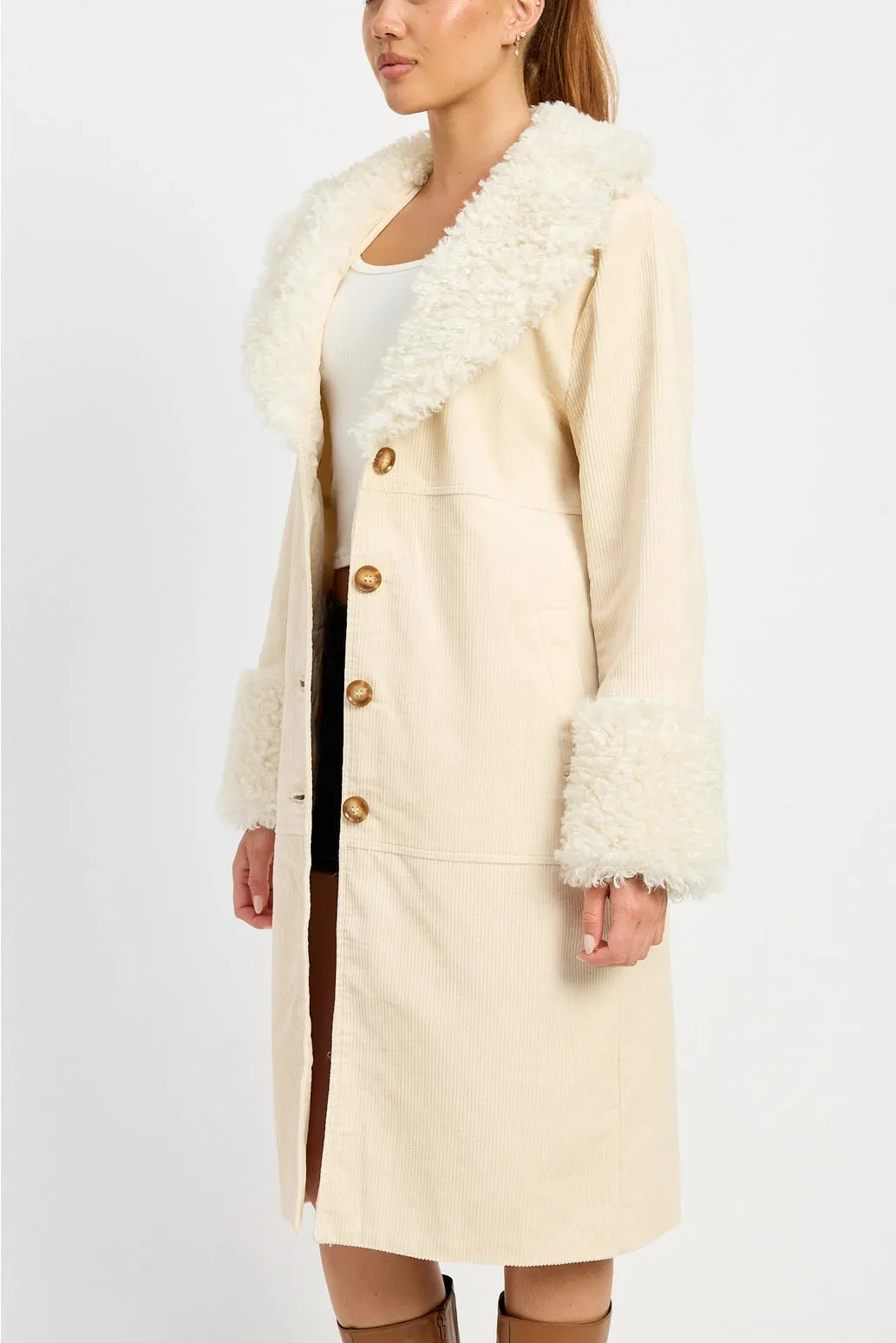 Ellis Fur Midi Trench