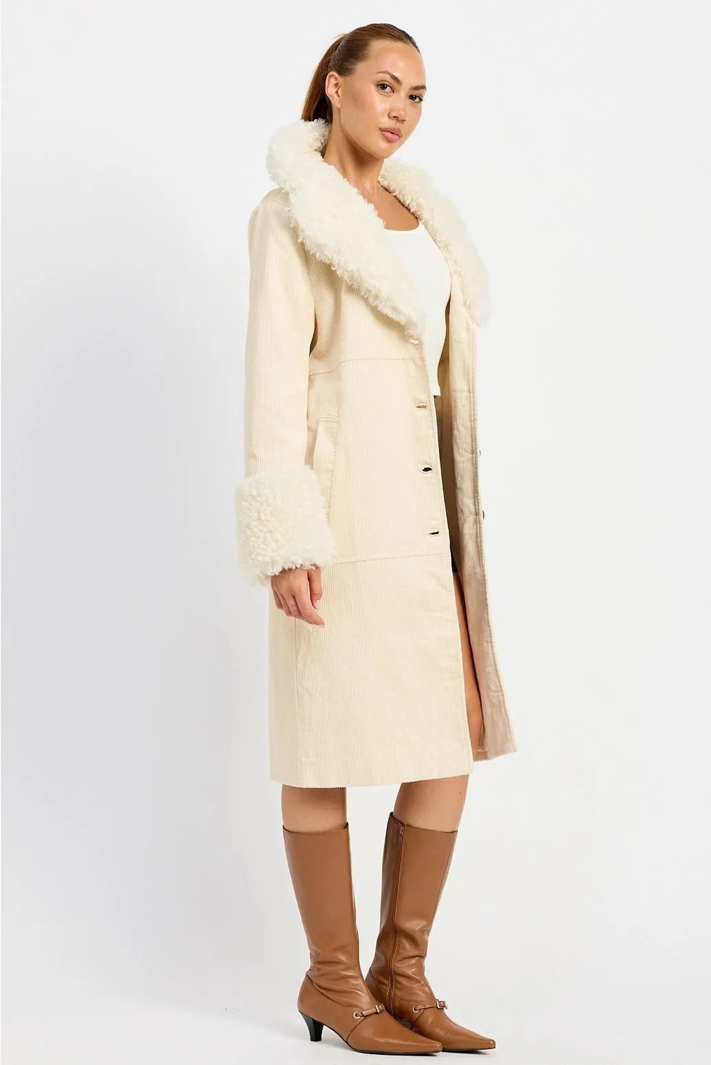 Ellis Fur Midi Trench