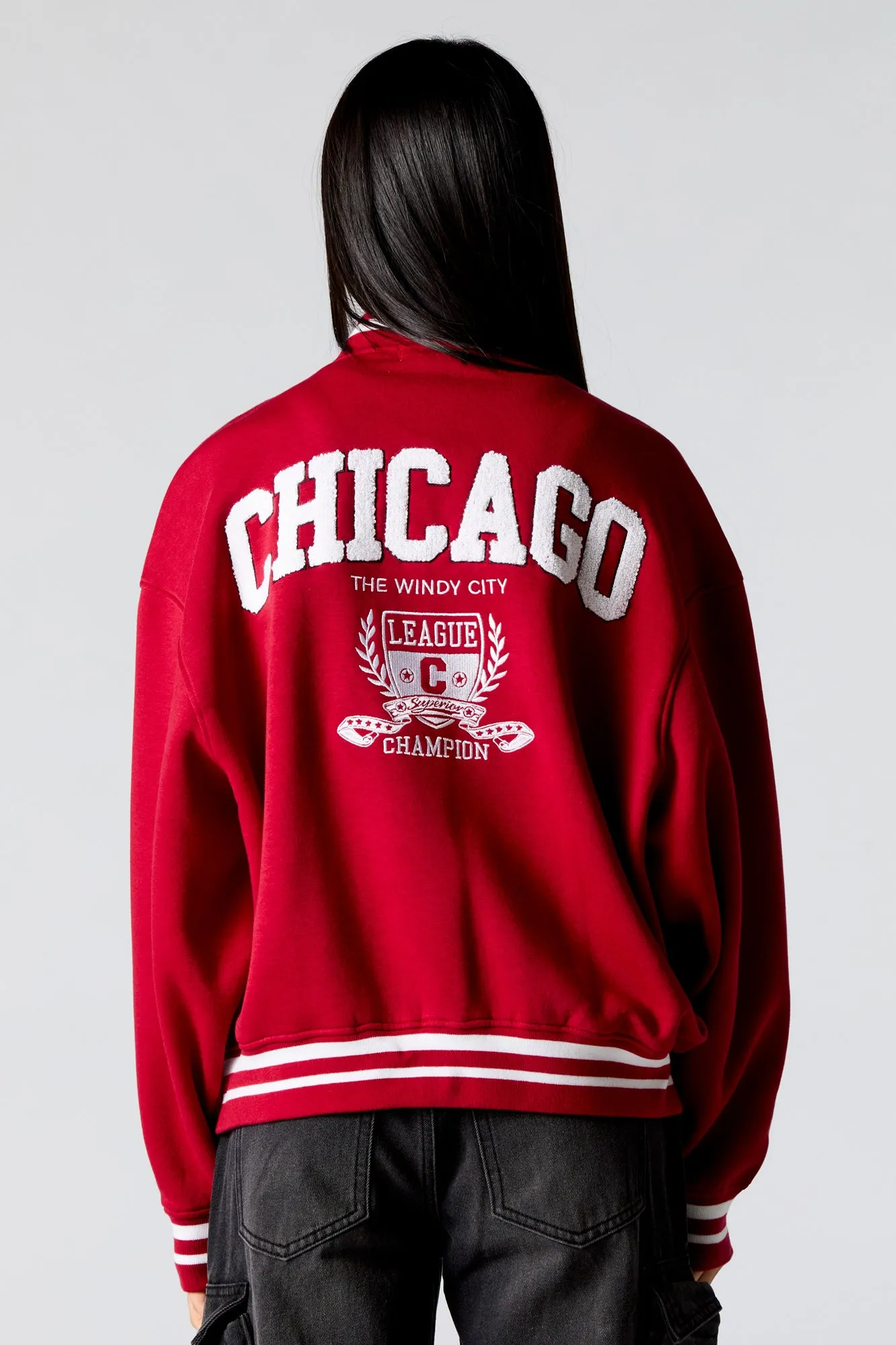 Embroidered Fleece Varsity Jacket