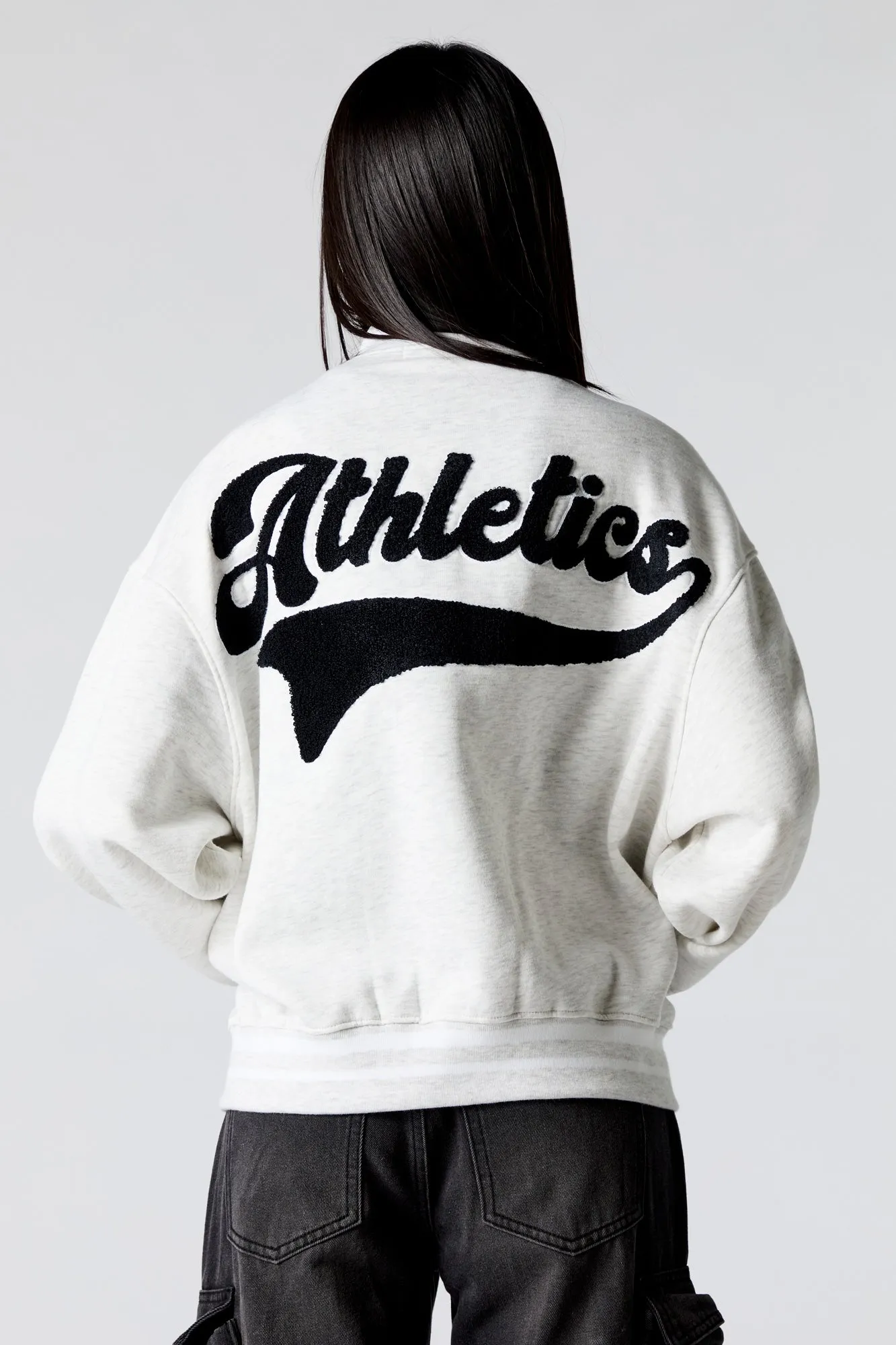 Embroidered Fleece Varsity Jacket