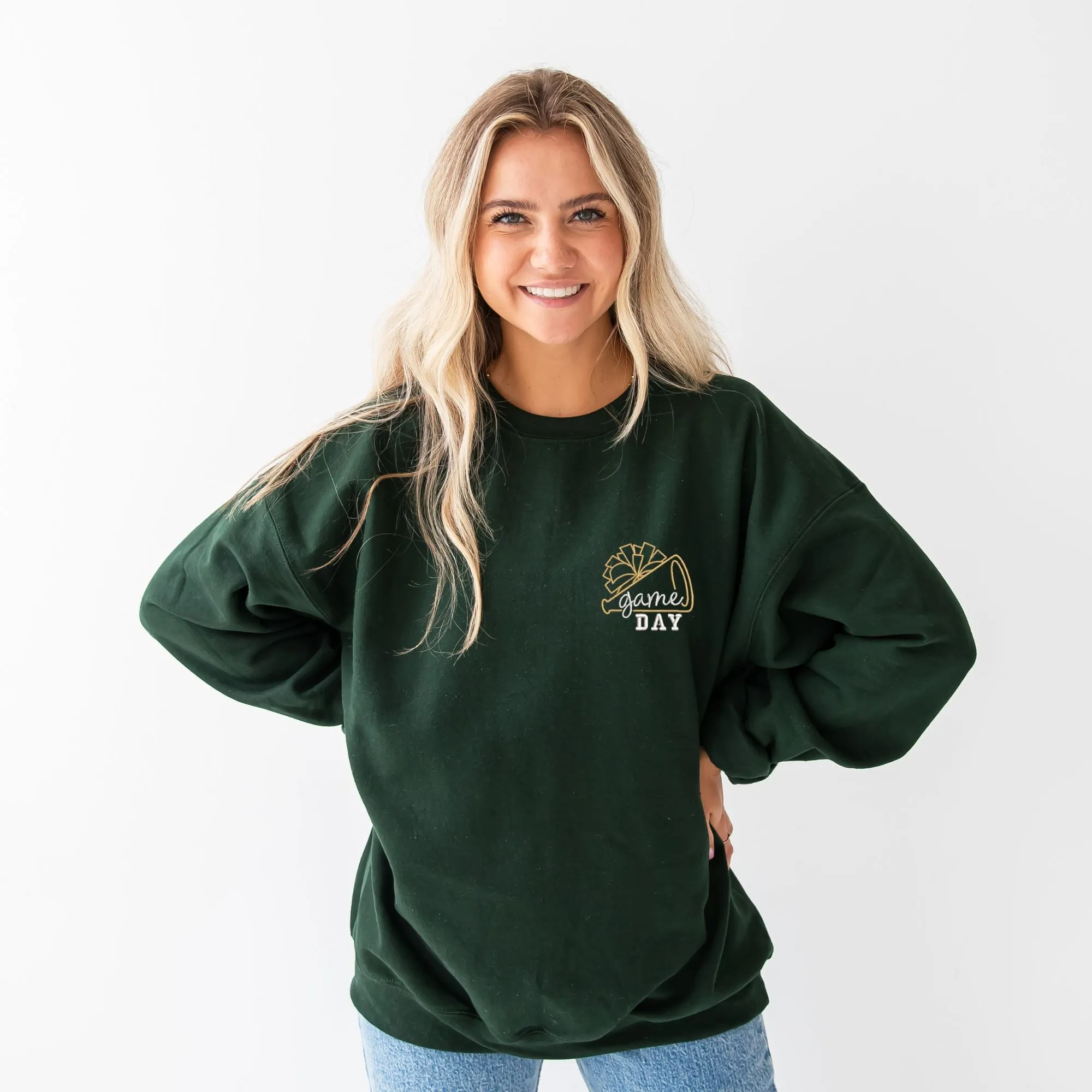 Embroidered Game Day Cheer Crewneck Sweatshirt