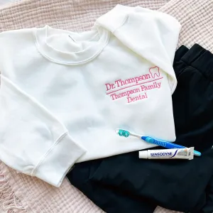 Embroidered Name & Dental Practice Gemma Sweatshirt with Mini Outline Tooth