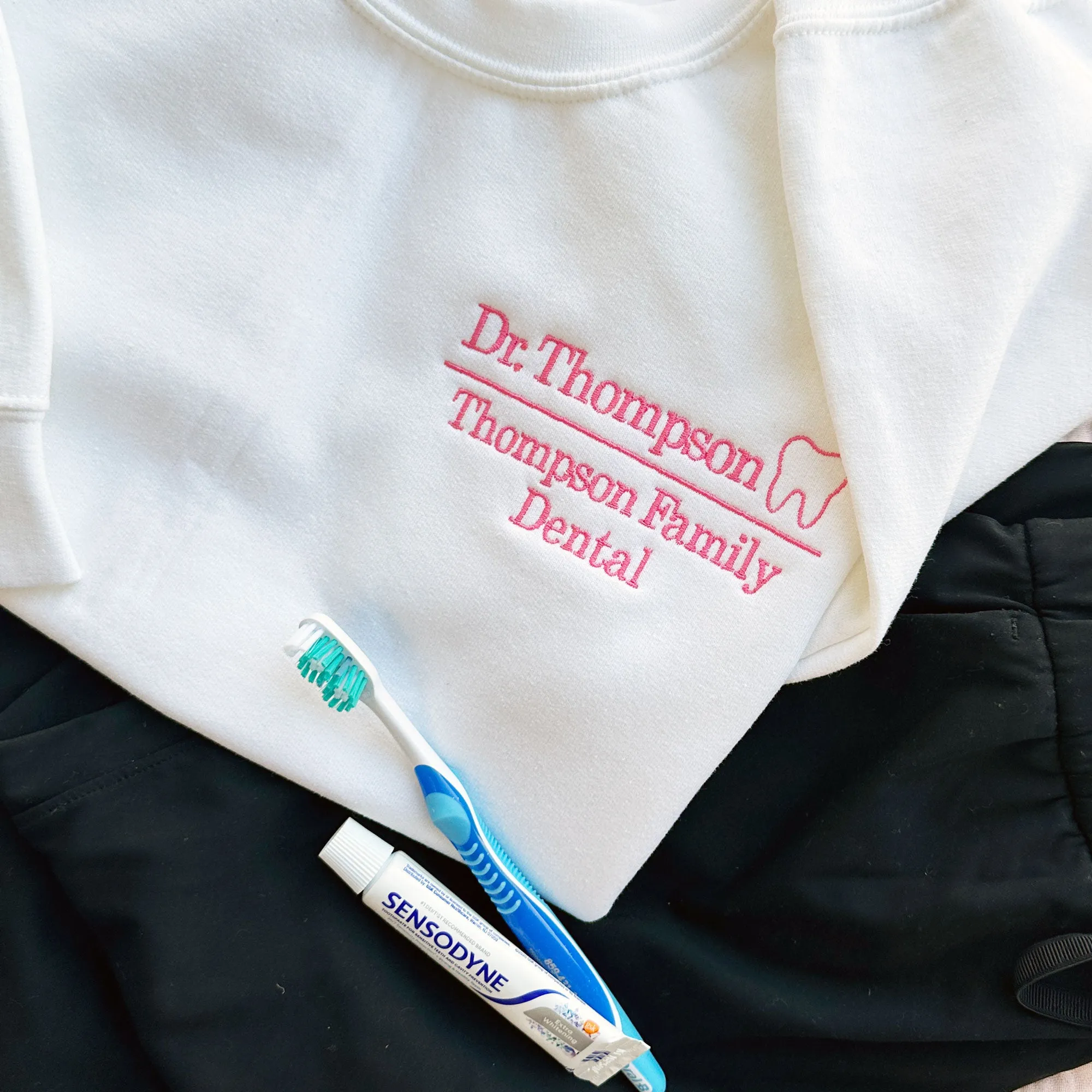 Embroidered Name & Dental Practice Gemma Sweatshirt with Mini Outline Tooth