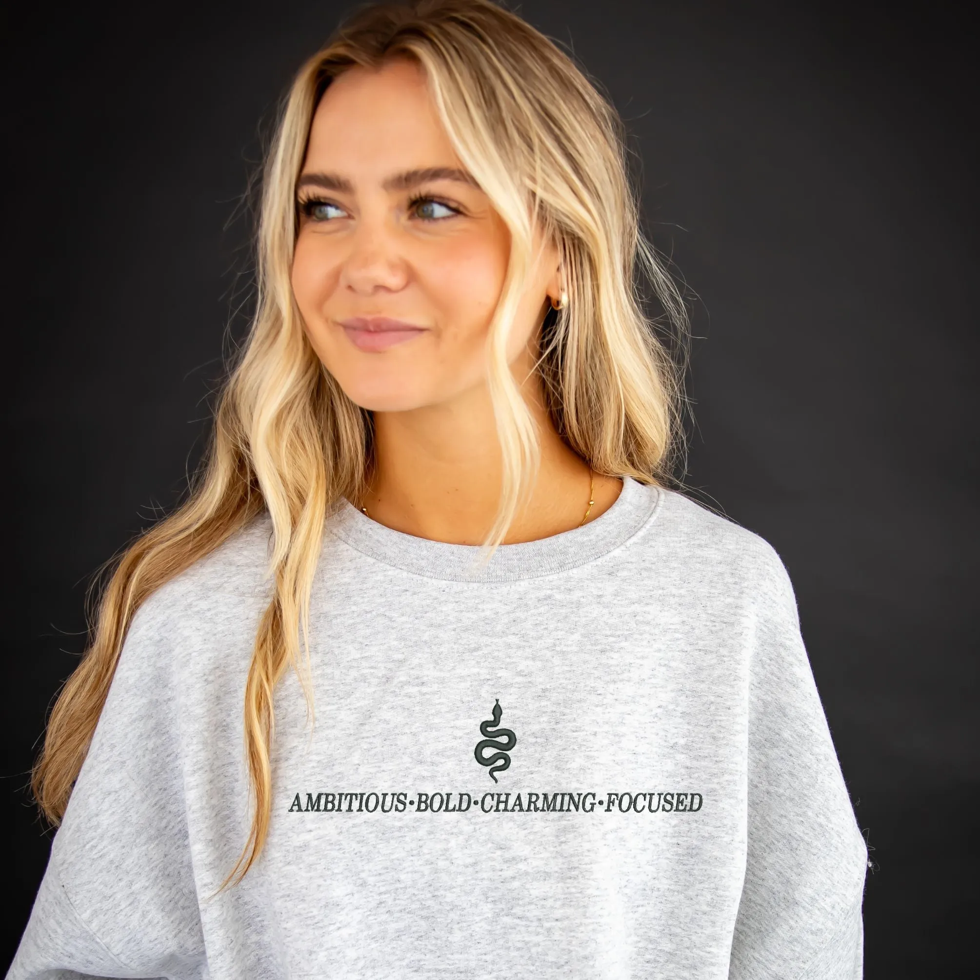 Embroidered Slytherin Crewneck Sweatshirt | Wizard School | Hogwarts