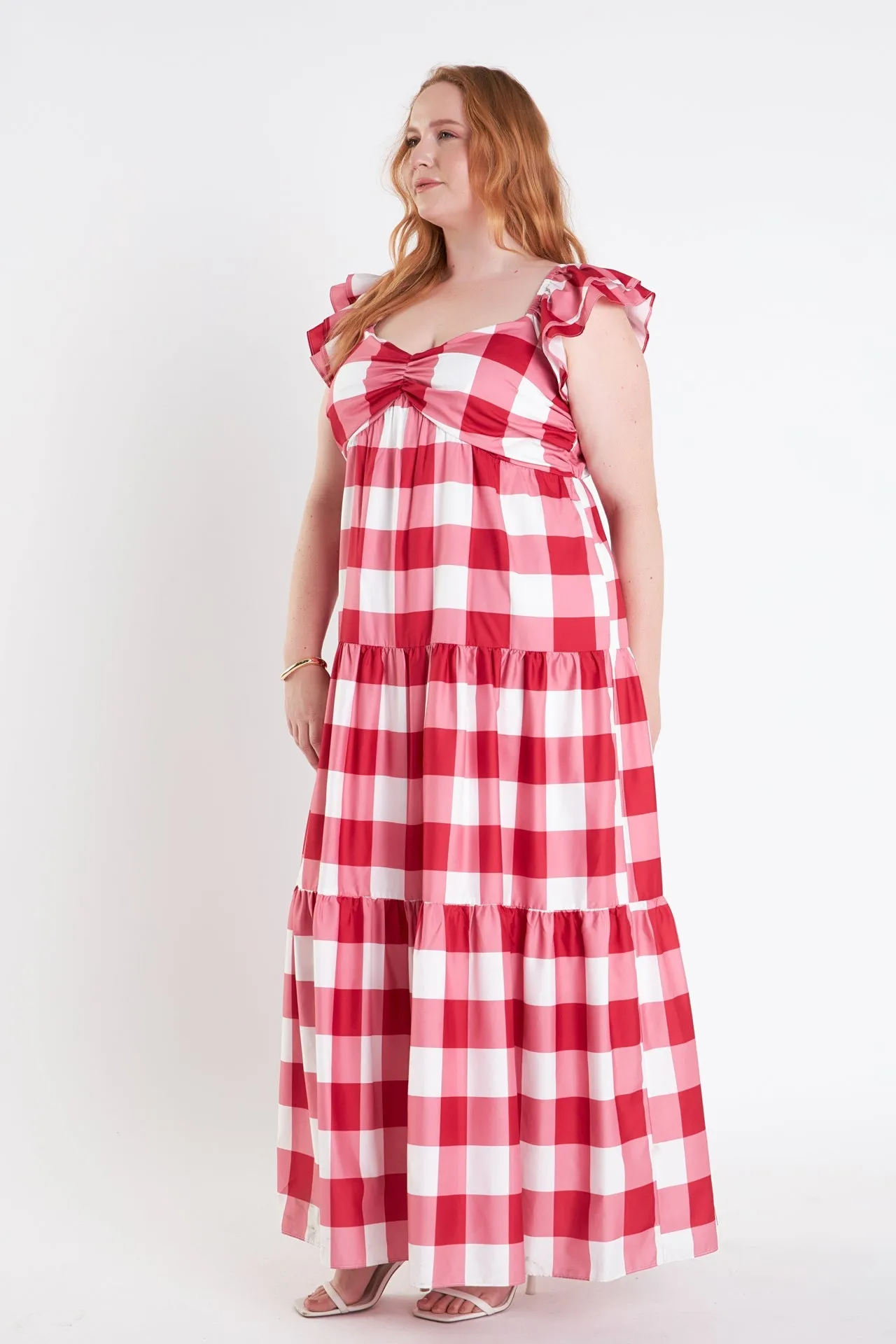 English Factory - Plus Size Gingham Maxi Dress