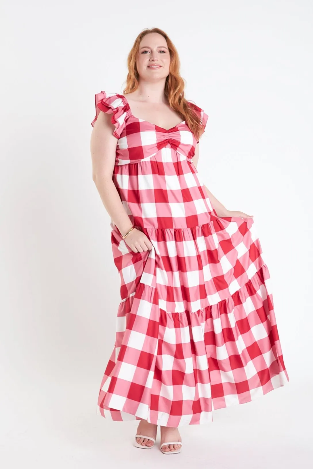 English Factory - Plus Size Gingham Maxi Dress