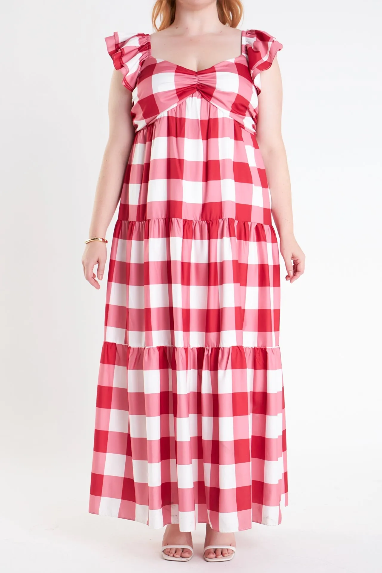 English Factory - Plus Size Gingham Maxi Dress