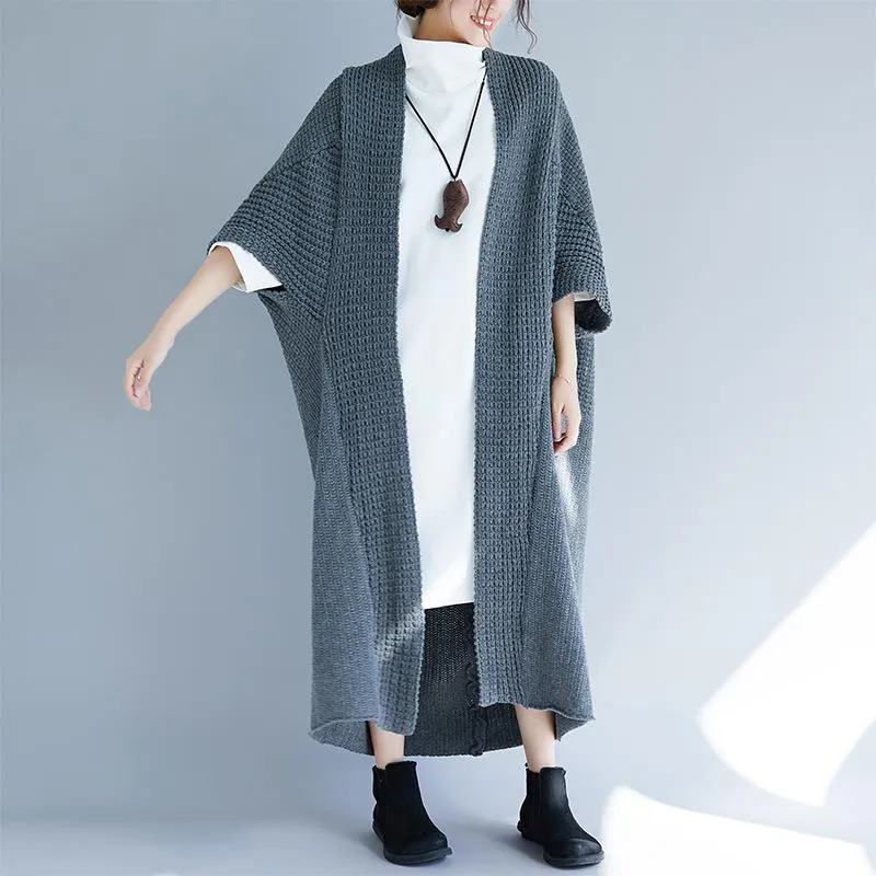 Fall Batwing Sleeves Long Knitting Overcoat