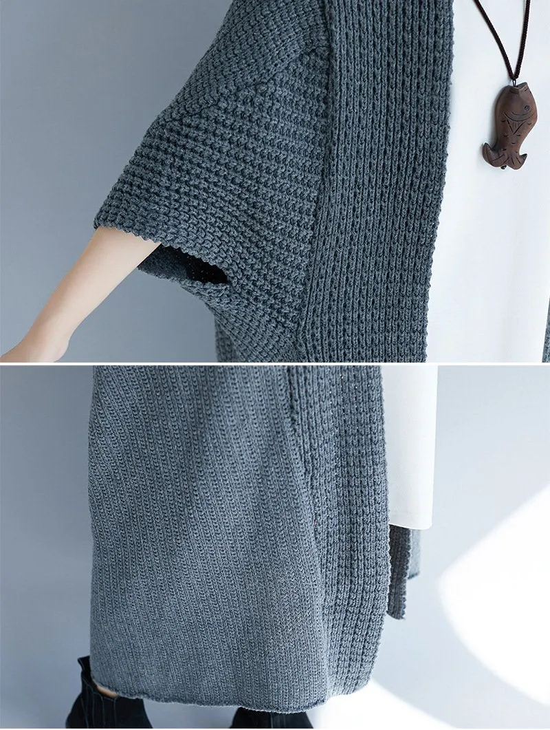 Fall Batwing Sleeves Long Knitting Overcoat