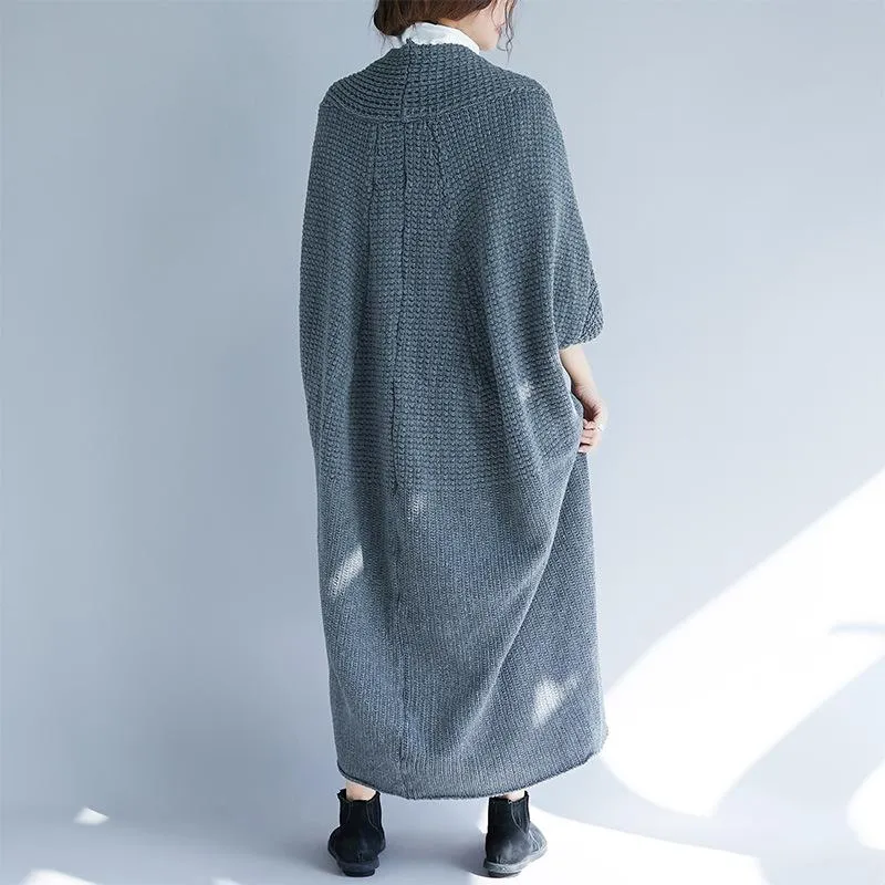 Fall Batwing Sleeves Long Knitting Overcoat