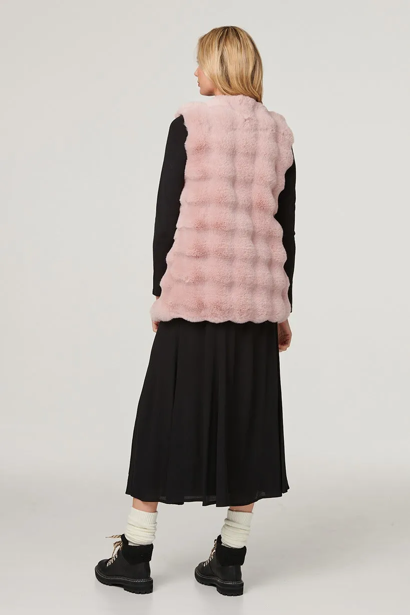 Faux Fur Open Front Longline Gilet