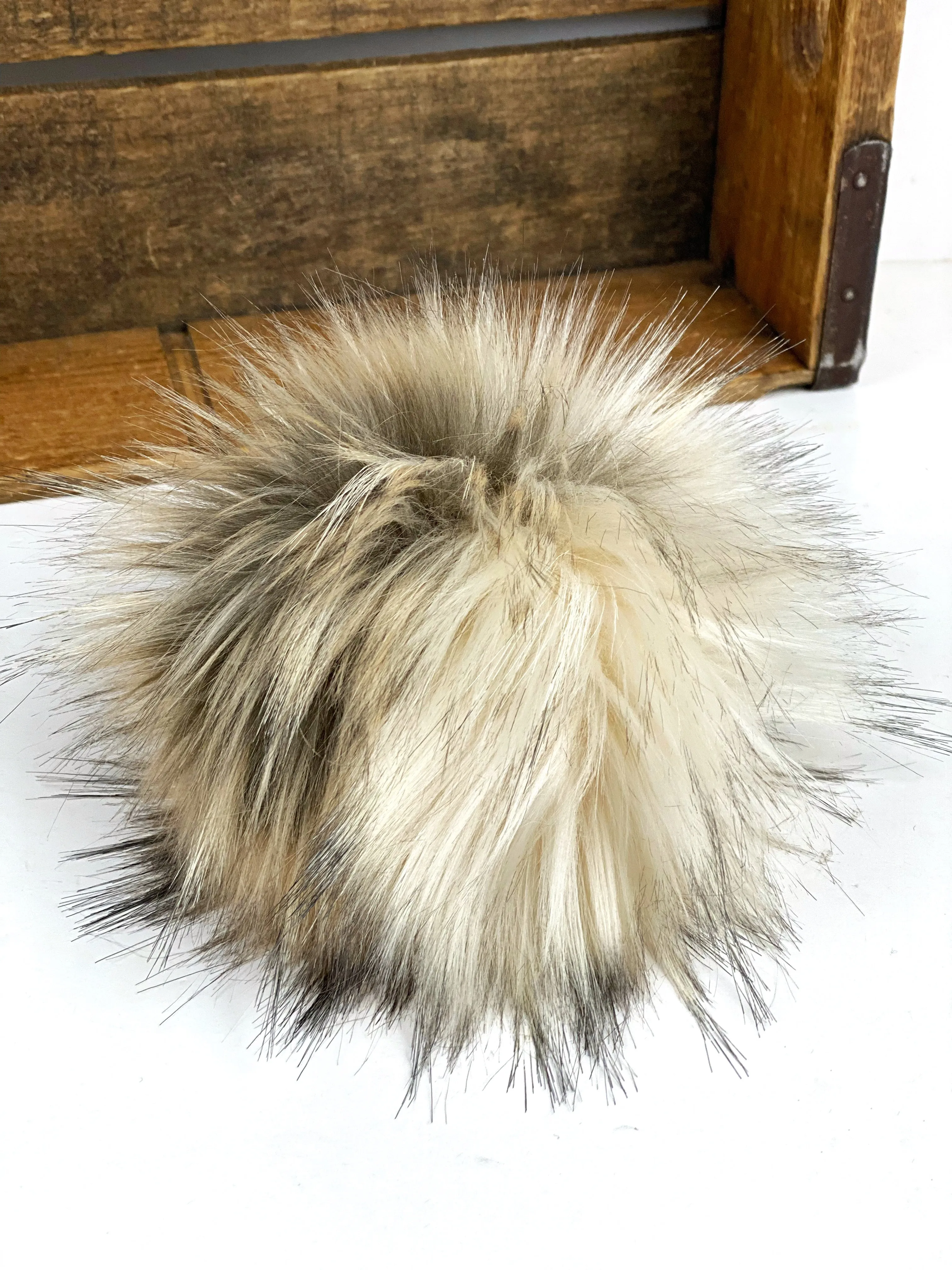 Faux Fur Pom Poms, "Arctic Wolf", Neutral Faux Fur Poms, Fox Fur Pom Poms, Poms for Knit Hats, Kitchen Klutter Faux Fur Poms, Hat Poms