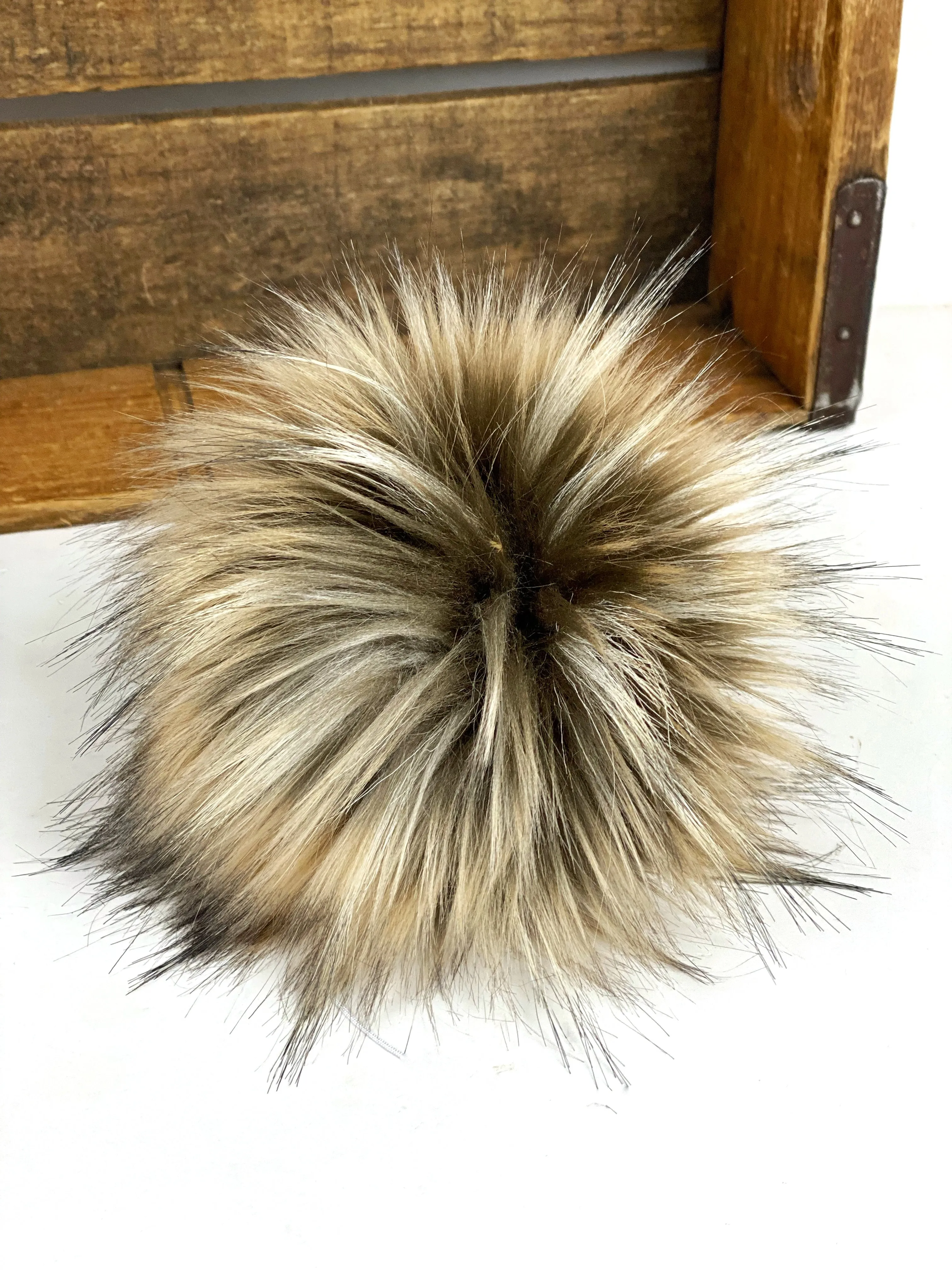 Faux Fur Pom Poms, "Arctic Wolf", Neutral Faux Fur Poms, Fox Fur Pom Poms, Poms for Knit Hats, Kitchen Klutter Faux Fur Poms, Hat Poms