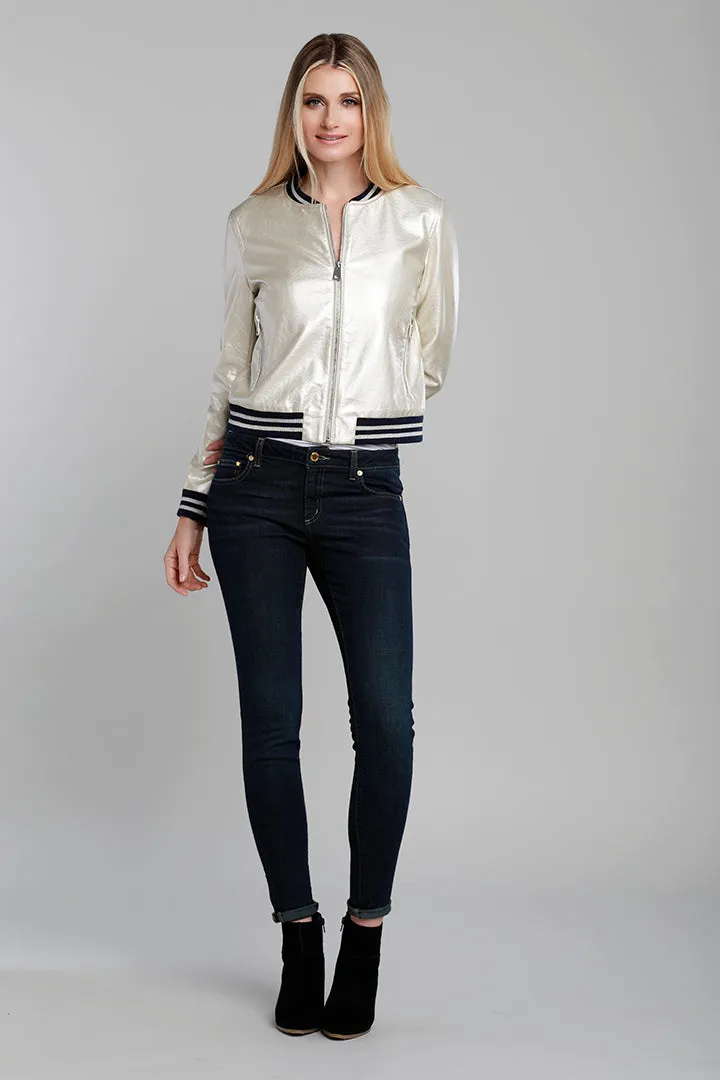 Faux Leather Bomber Jacket