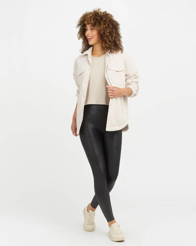 Faux Leather Petite Leggings, Black | SPANX®