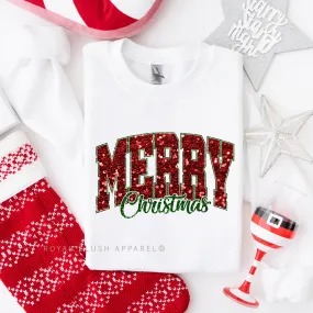 Faux Sequin Merry Christmas Sweatshirt