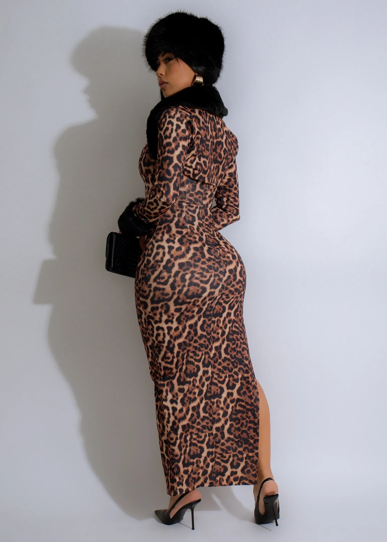 Feline Allure Leopard Maxi Dress Brown