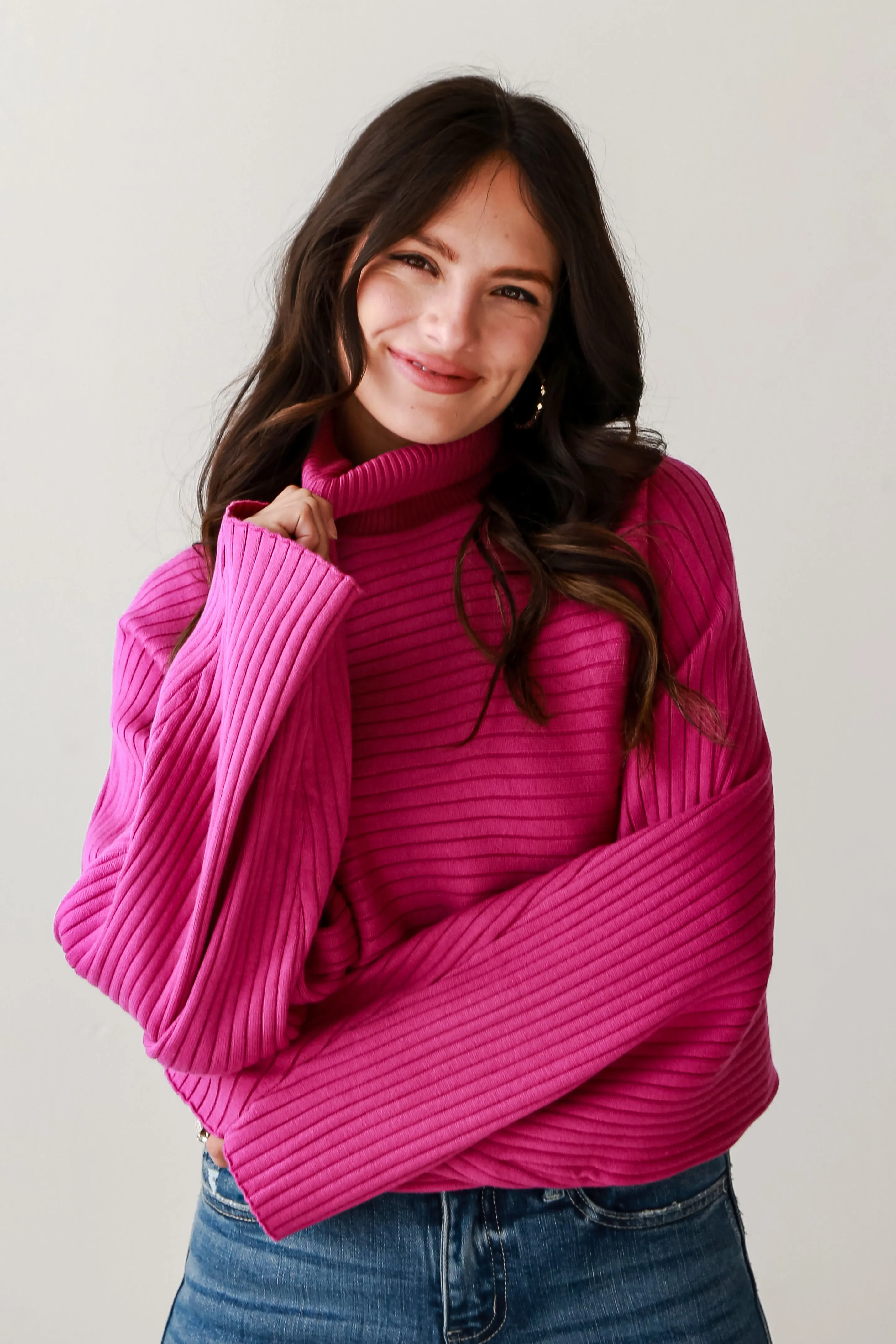 FINAL SALE - Posh Favorite Fuchsia Ribbed Turtleneck Sweater