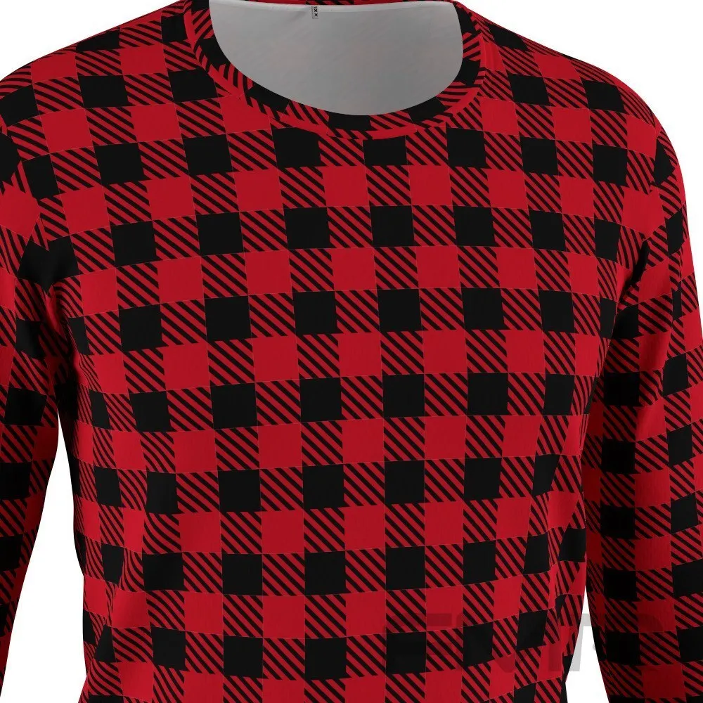 FMR Men's Check Technical Long Sleeve Running Shirt