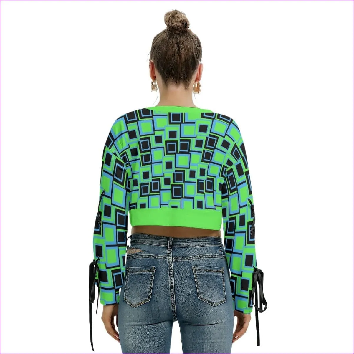 Funky² Womens Lace-Up Sleeve Cropped Sweatshirt