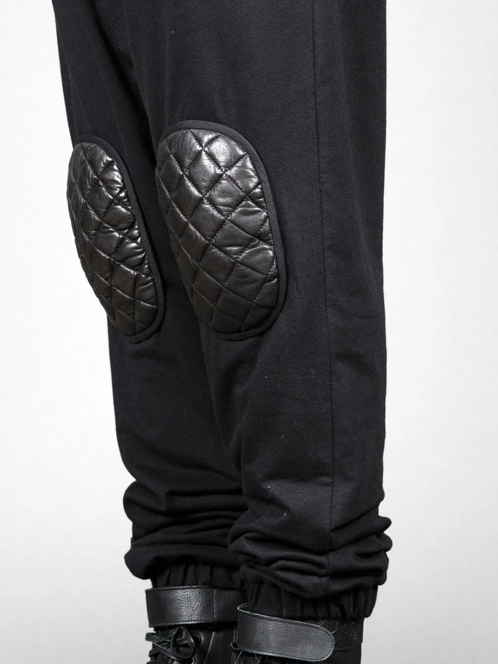 Future Moto Pants With Faux Leather Knee Patches and Two Silver Zip Leather Pocket