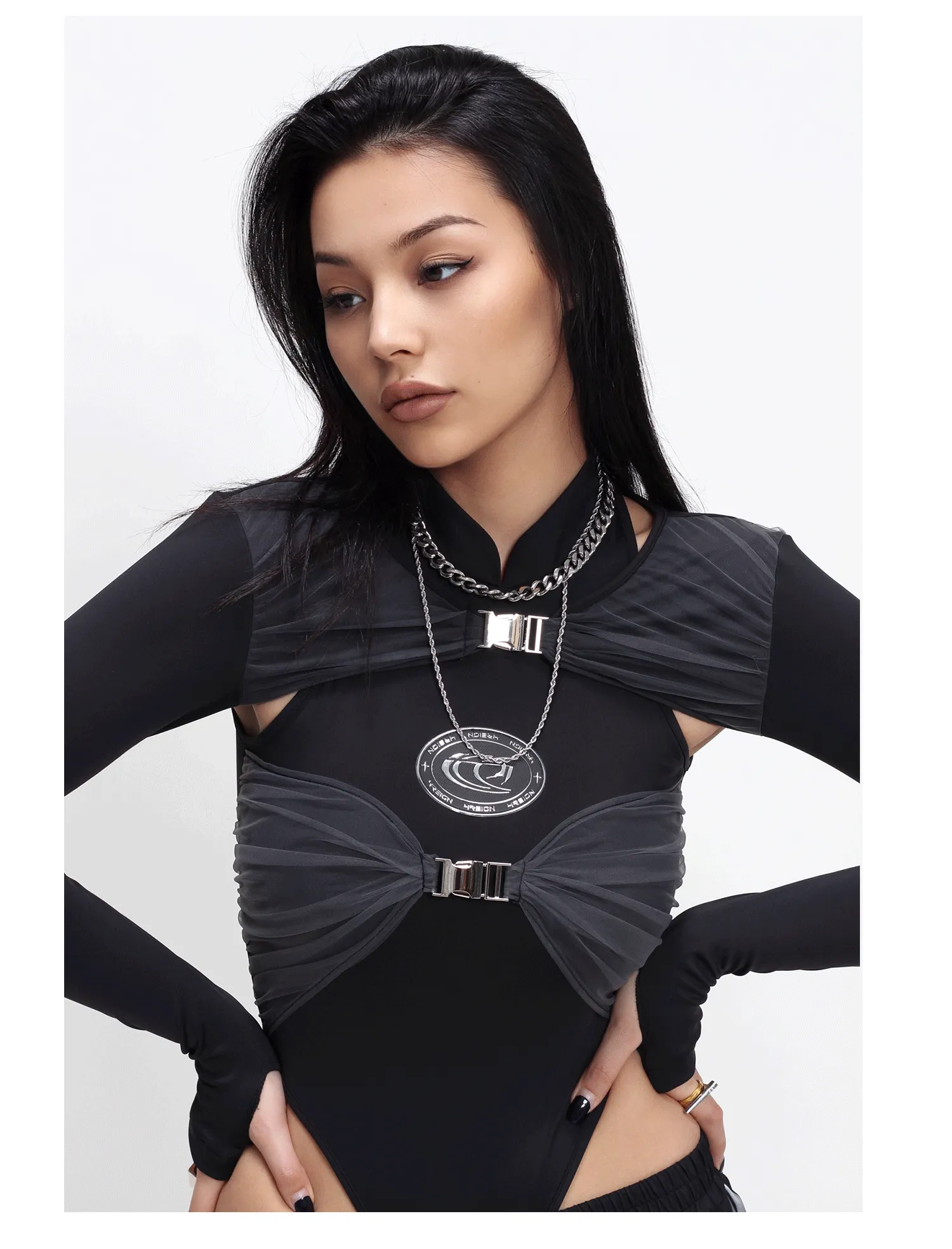 FUTURE WARRIOR BLK two-piece bodysuit