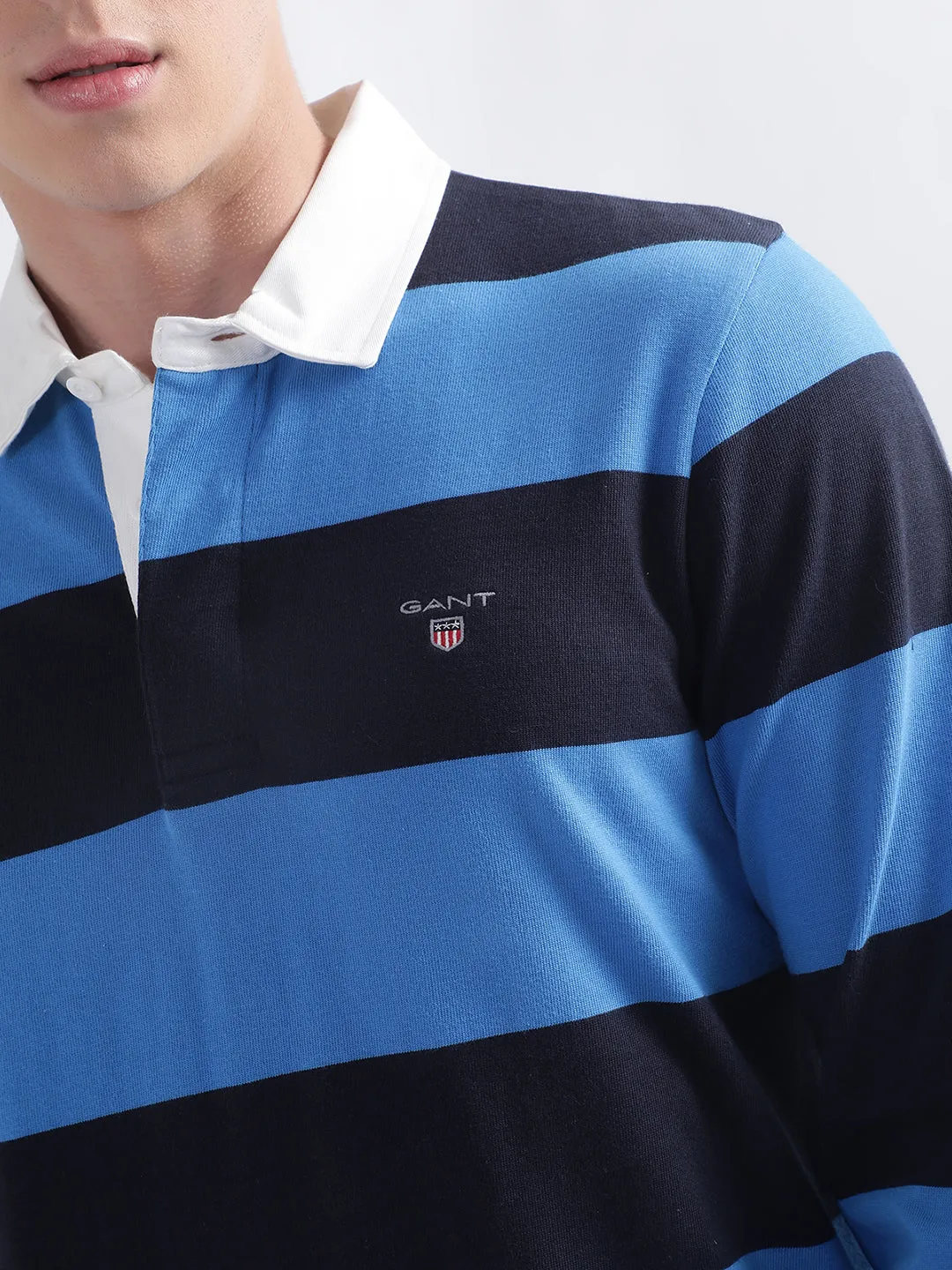 Gant Blue Striped Regular Fit Polo T-Shirt