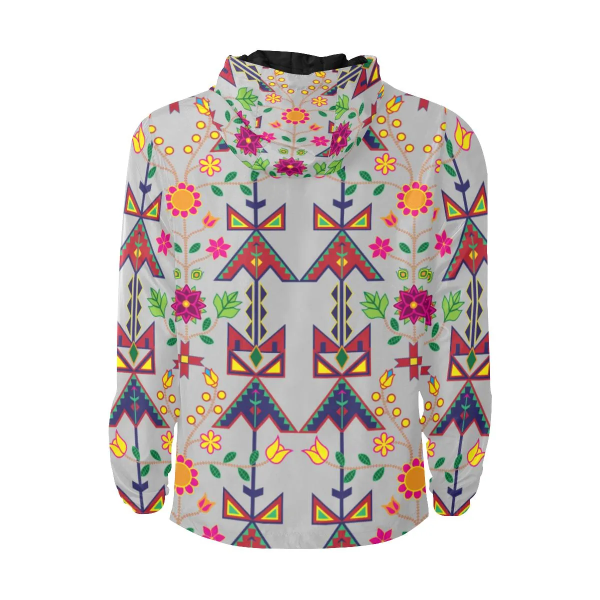 Geometric Floral Spring - Gray Unisex Quilted Coat