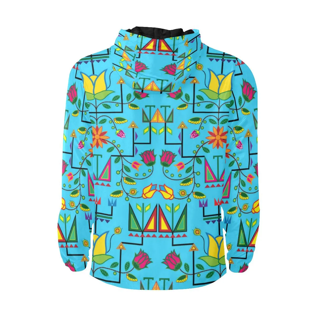 Geometric Floral Summer - Sky Blue Unisex Quilted Coat