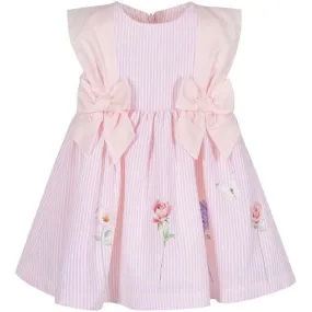 Girls Pink Dress Stripe With Bows