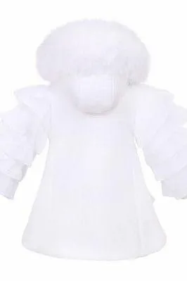 Girls White Frilly Fur Coat