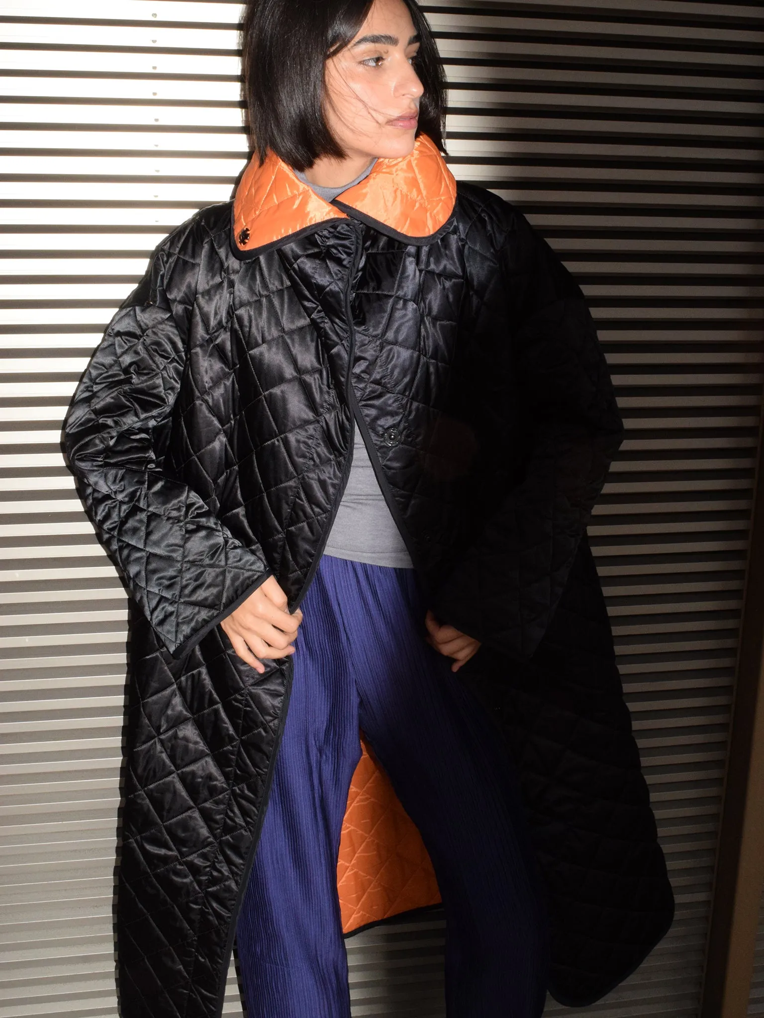 Greta coat, Black & Orange