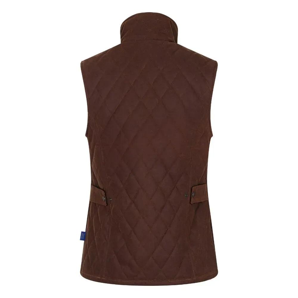 Haxby Ladies Wax Diamond Quilted Gilet vest, kastaniebrun