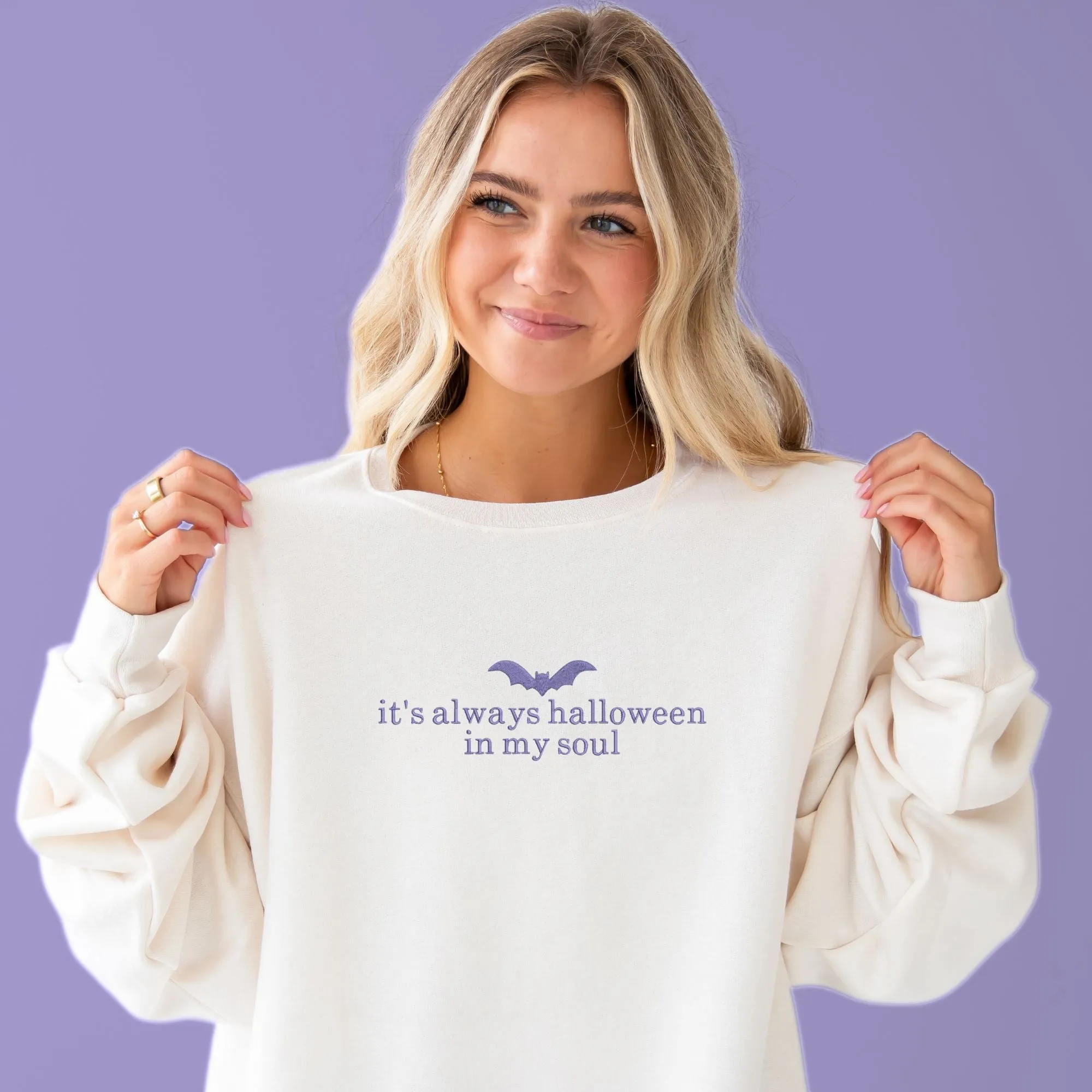 It's Always Halloween In My Soul Embroidered Gemma Crewneck Sweatshirt