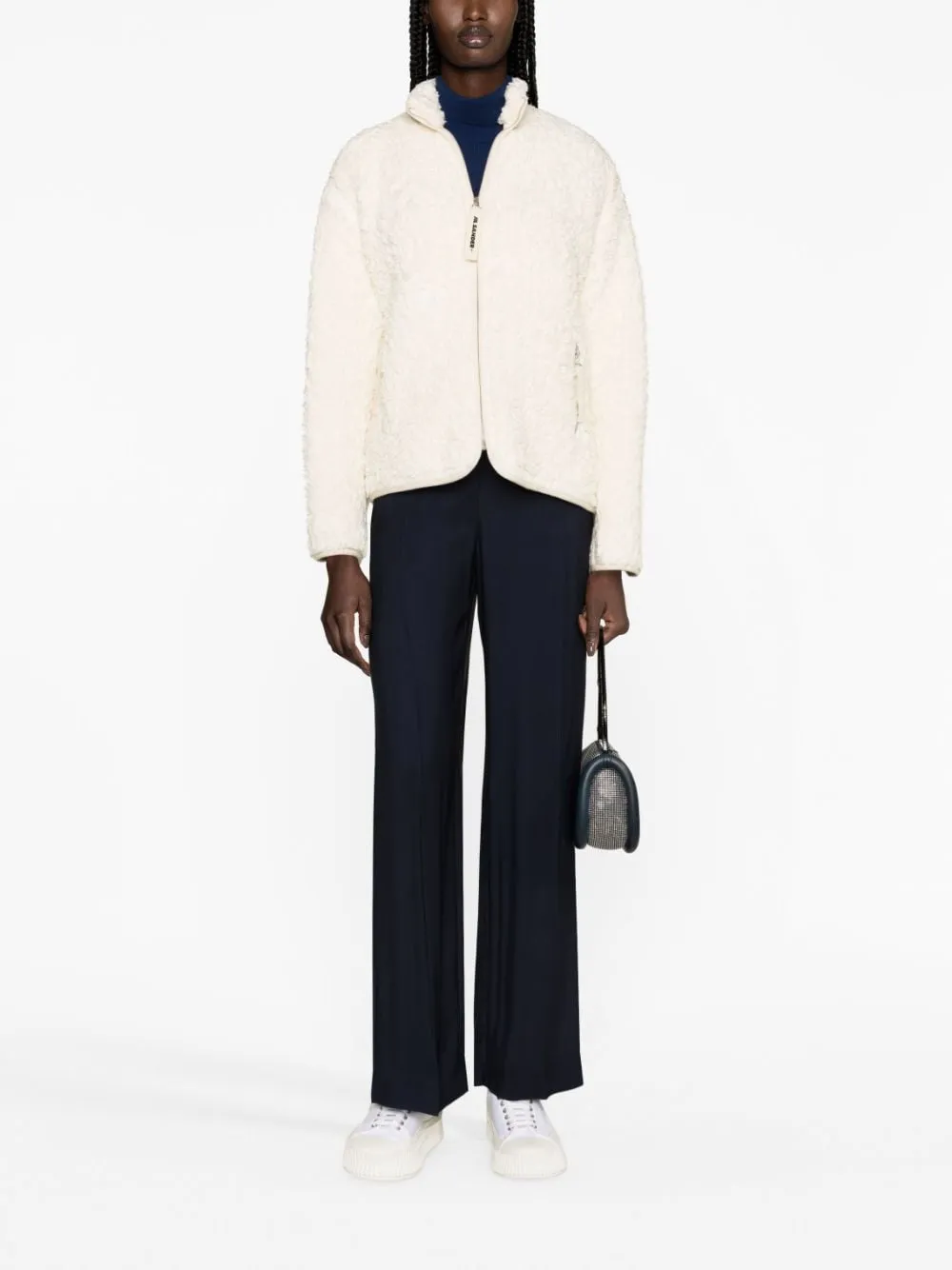 JIL SANDER Eco Shearling Winter Jacket in White