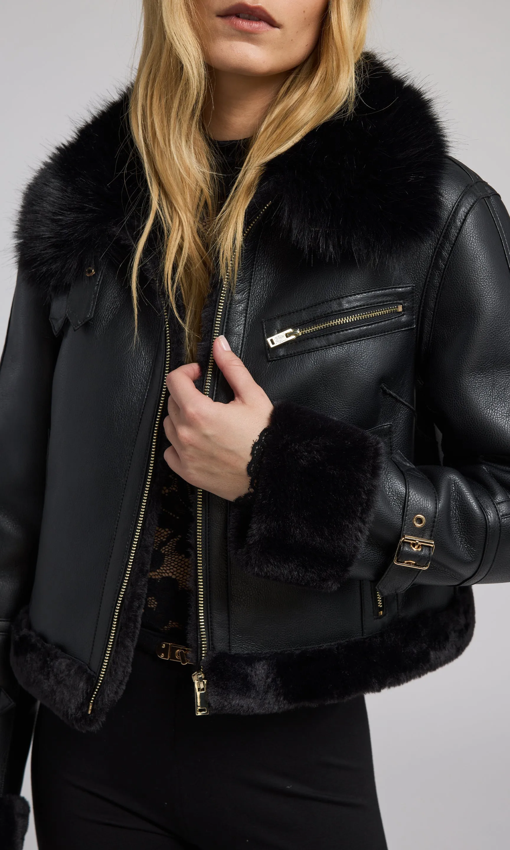 Jude Vegan Fur Shearling Combo Jacket